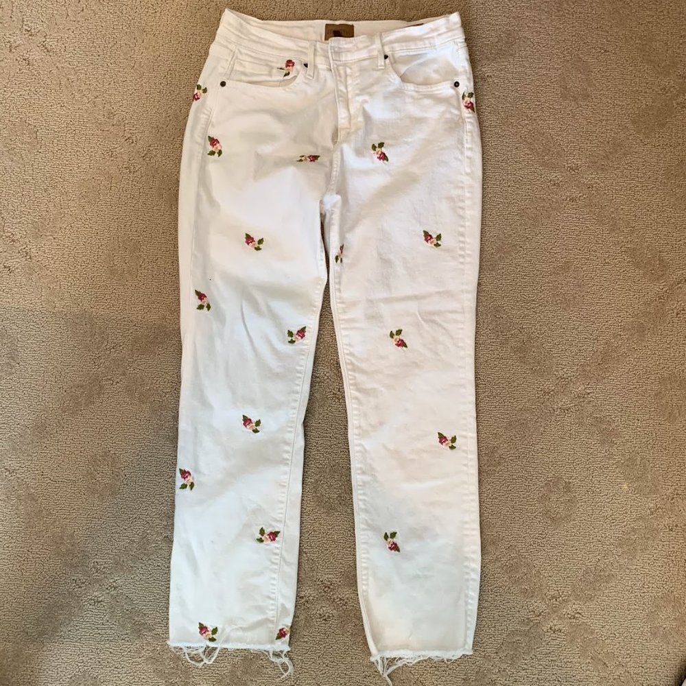 Driftwood Rose Bud Embroidered Jeans